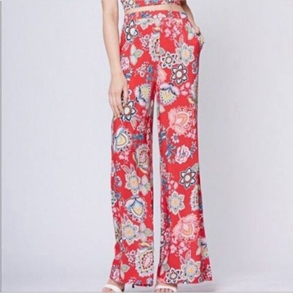 Anthropologie Pants - Anthropologie Yumi Kim Red Floral Emma Wide Leg Pants | Size S